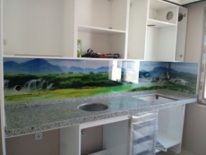 Bağcılar 3d mutfak tezgah arası cam panel